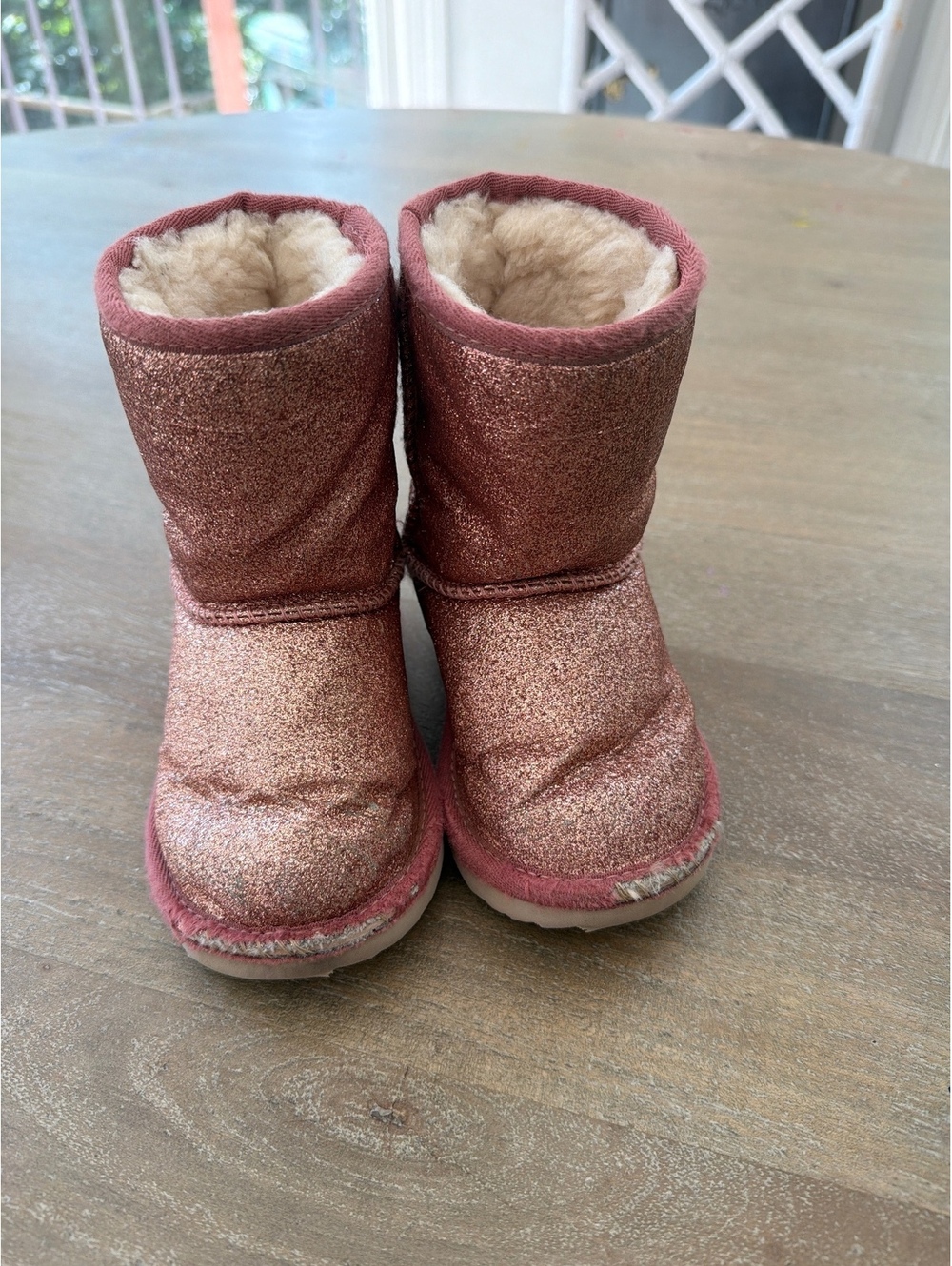UGG Toddler Pink Glitter Shearling Boots Size 7